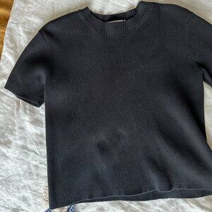 Black Short Sleeve Sweater Liz Claiborne Lizsport Size Large